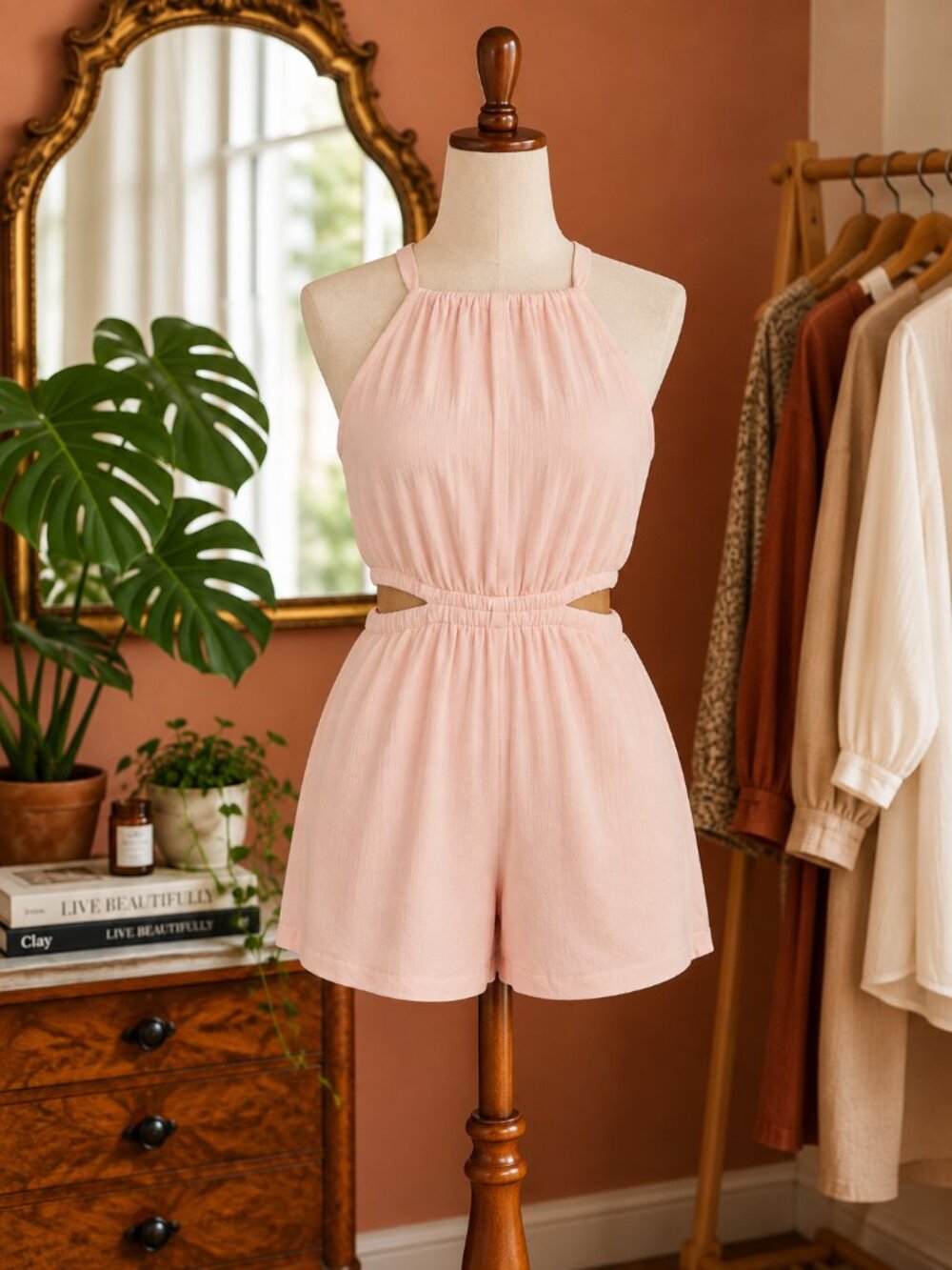 Guess Light Pink Halter Jumpsuit